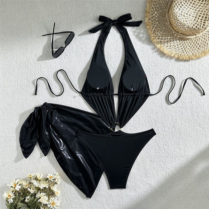 Nikki Glitter Sparkling Depp V Neck Monokini