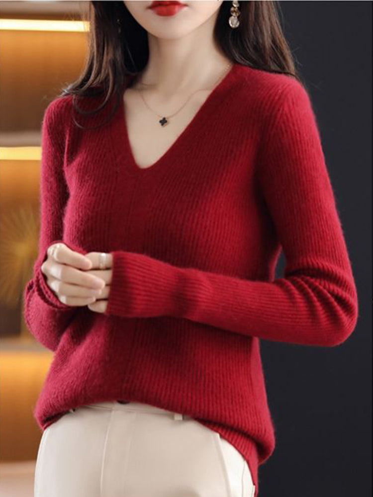 Margie Wool V-neck Woman Sweater