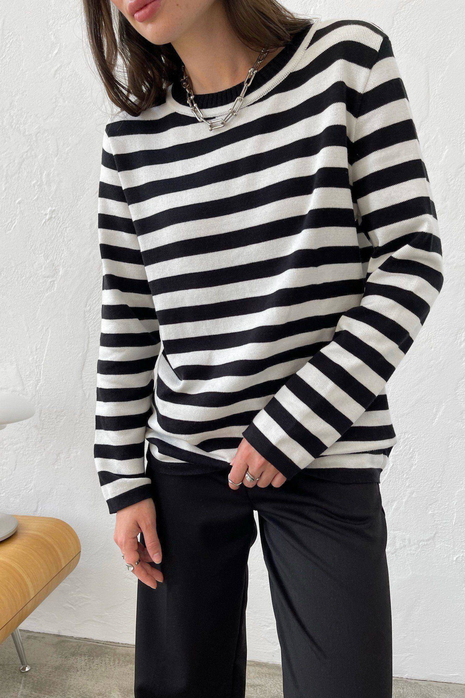 Rita Loose Casual Knitted Stripe Women Sweater