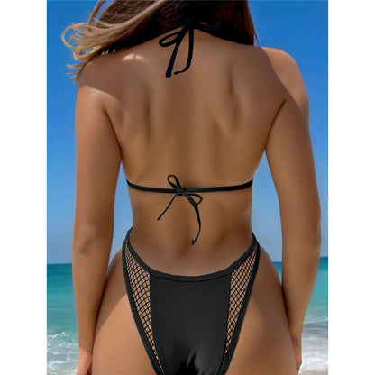 Judith Mesh Fish Net Halter Splicing Bikini