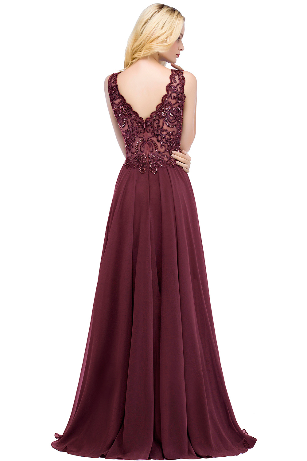 V Neck Lace Prom Dress