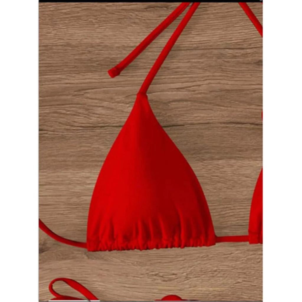 Janet Sexy 3D Flowers Halter Strappy Bikini