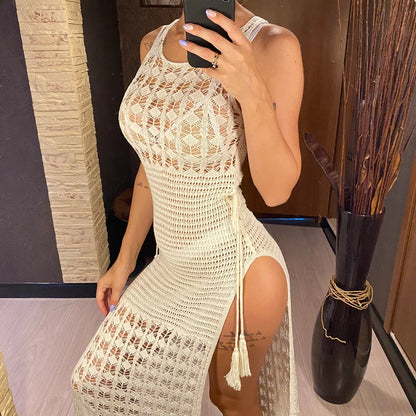 Melanie Fringe Tassel Backless Long Dress