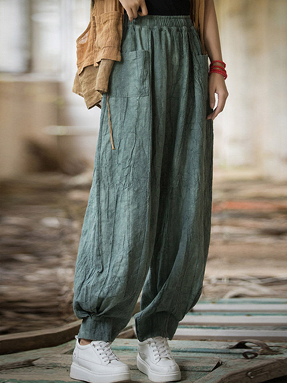 Peggy Cotton Linen Baggy Cargo Pants