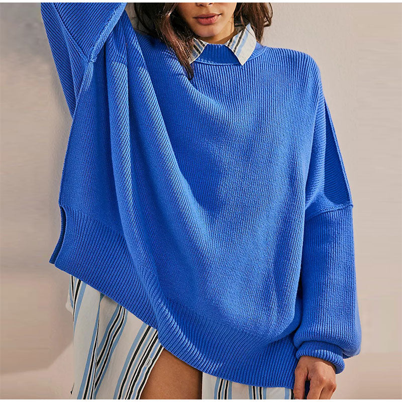 Pat Oversized Slit Knit Women Sweater