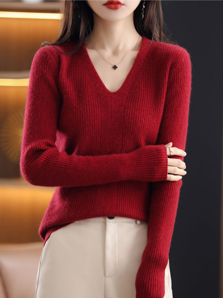 Margie Wool V-neck Woman Sweater