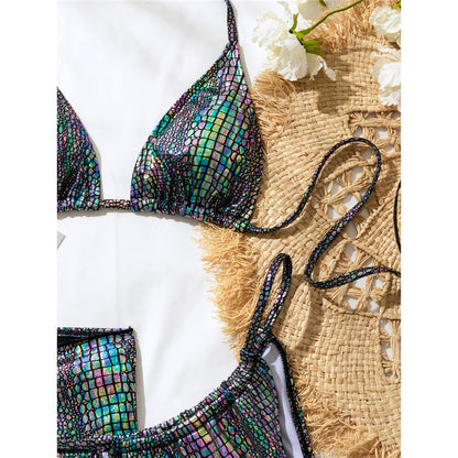 Samantha With Skirt Snake Skin High Leg Cut Bikini