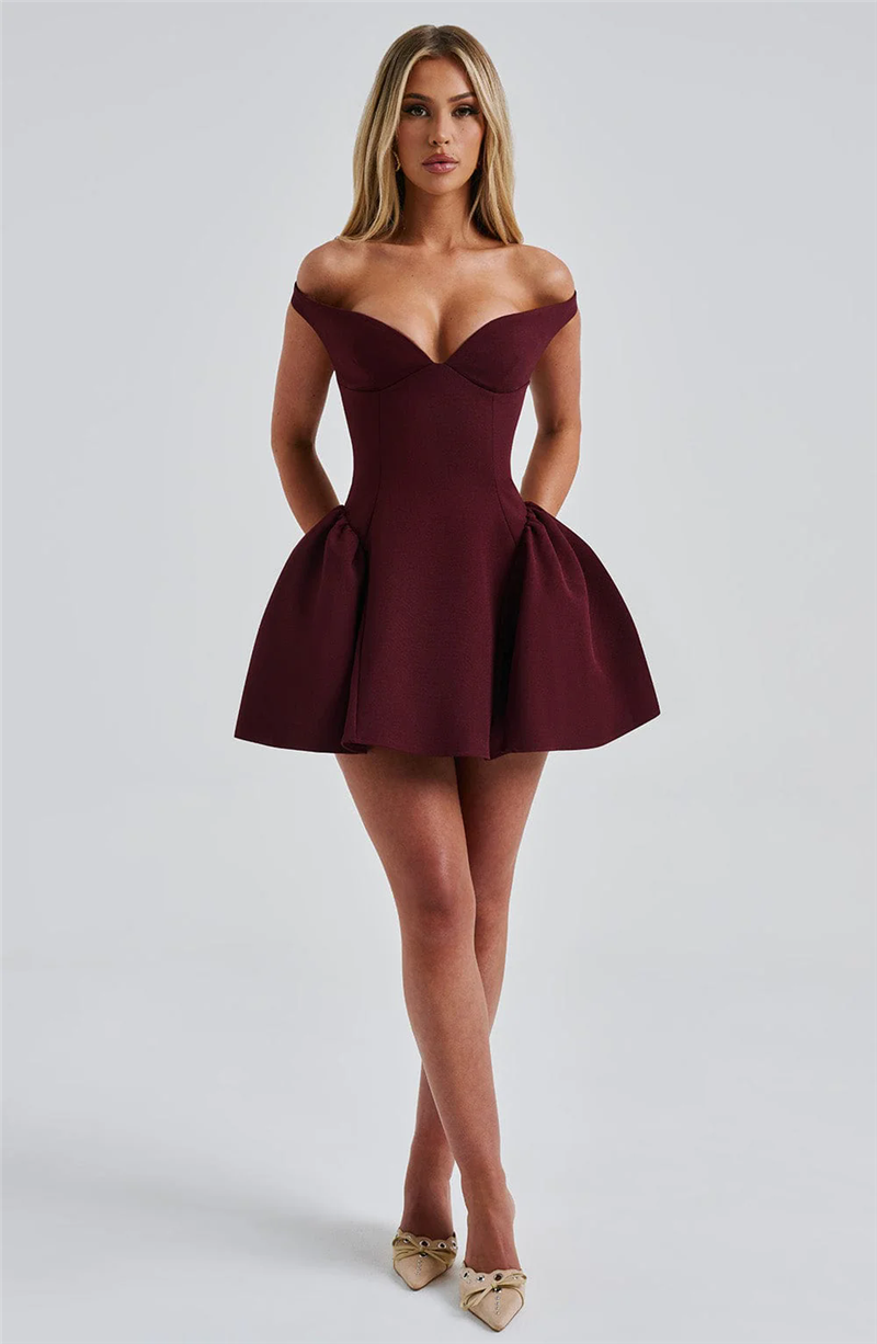 Janice Off-shoulder Backless Sexy Mini Dress