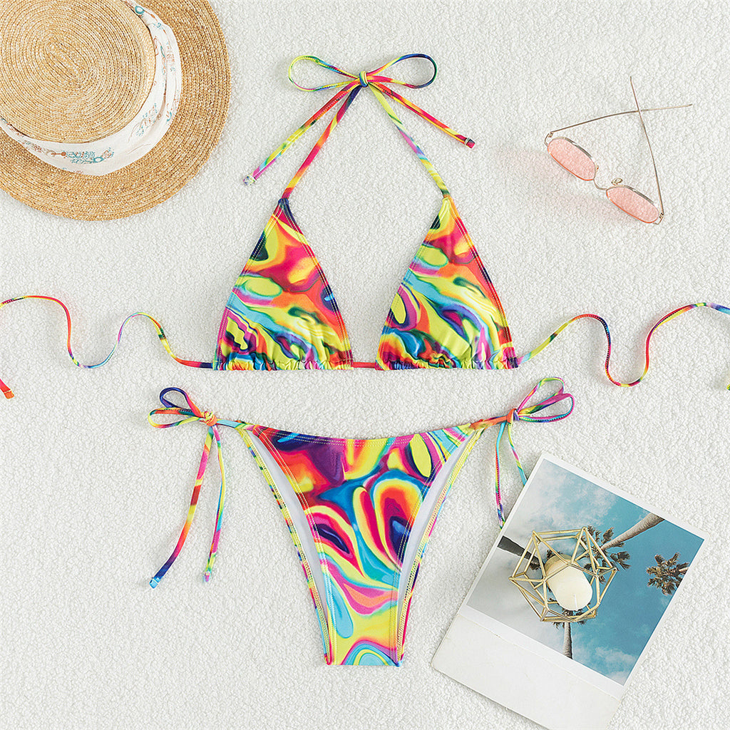 Sally Colorful Printed Halter Bikini