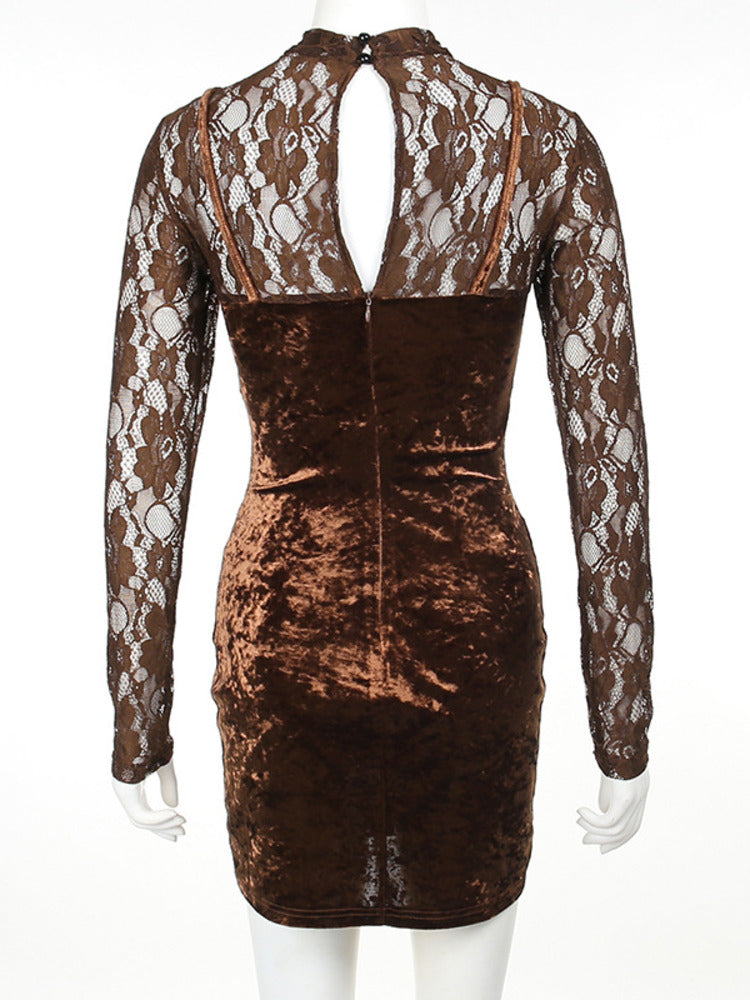 Norma Hollow Out Sheer Lace Sexy Mini Dress