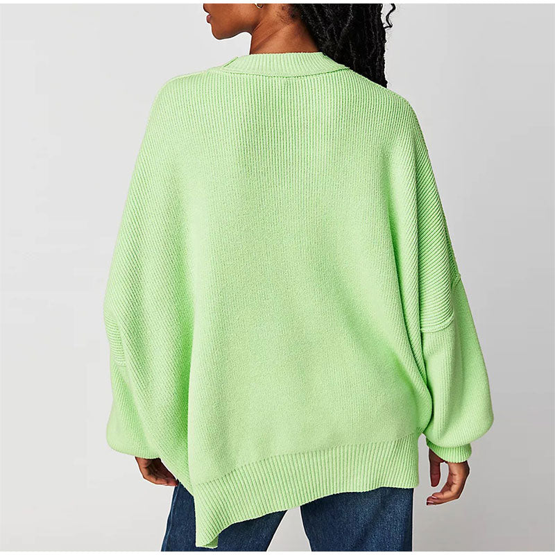 Pat Oversized Slit Knit Women Sweater