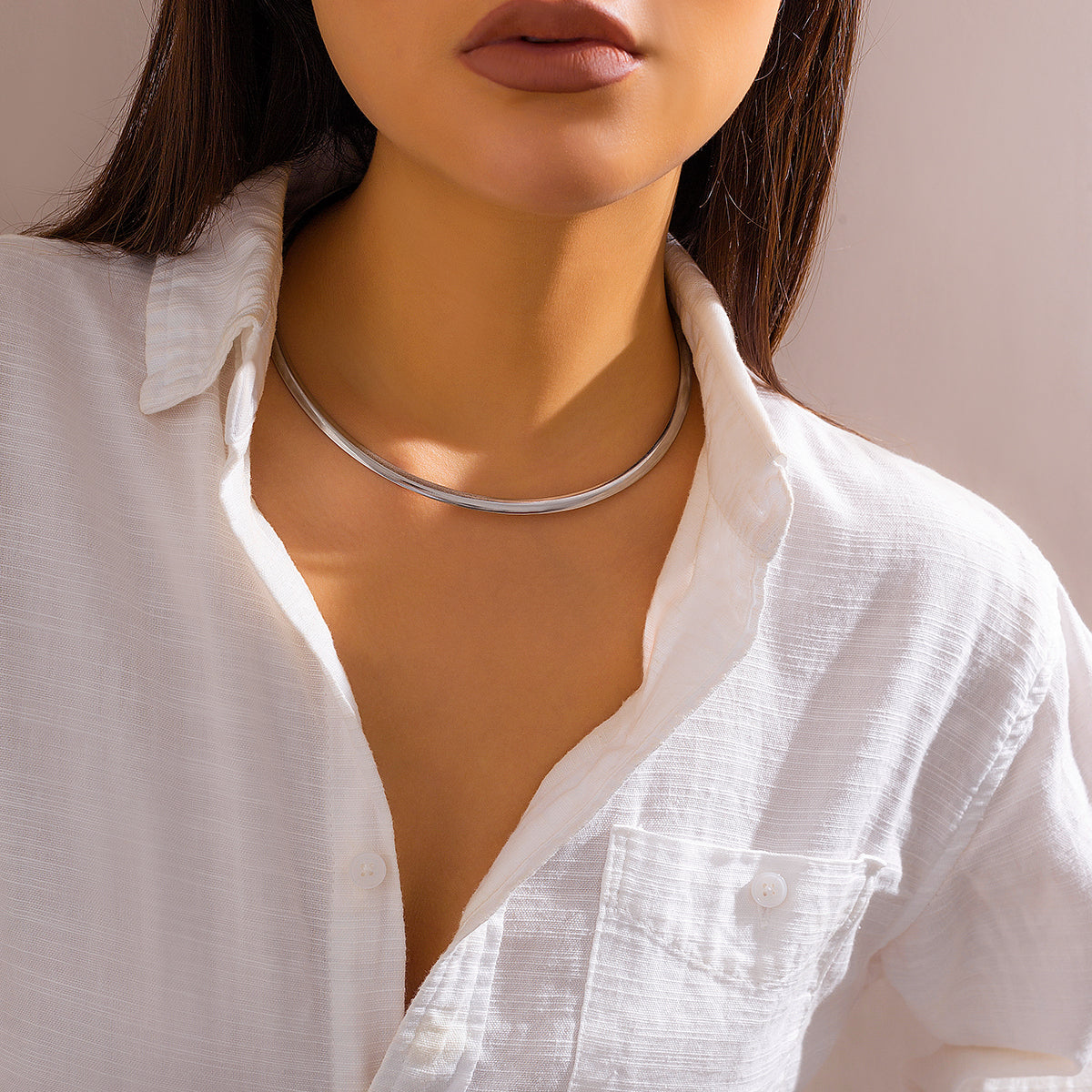 Jade Women Steampunk Metal Choker Necklace
