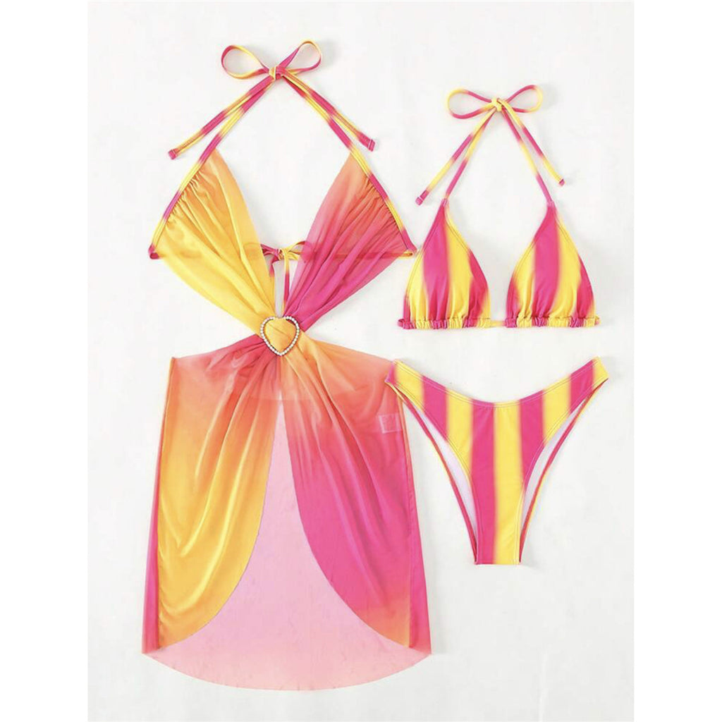 Erin Sexy With Dress Tie Dye Striped Bikini