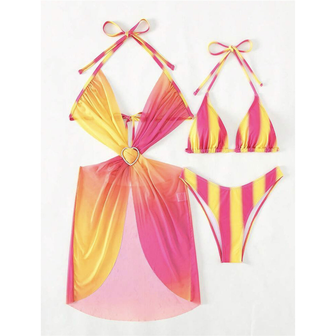 Erin Sexy With Dress Tie Dye Striped Bikini
