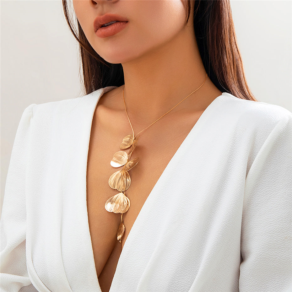 Ethel Kpop Flower Petal Pendant Choker Necklace