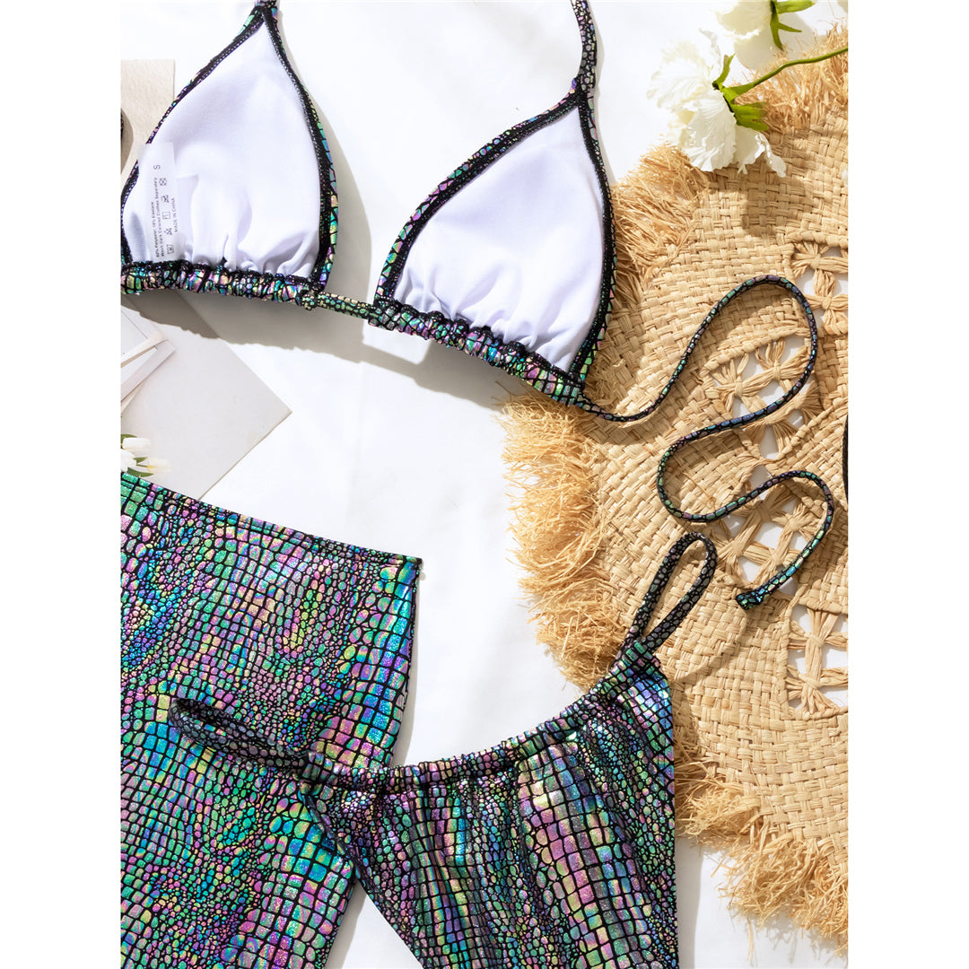 Samantha With Skirt Snake Skin High Leg Cut Bikini