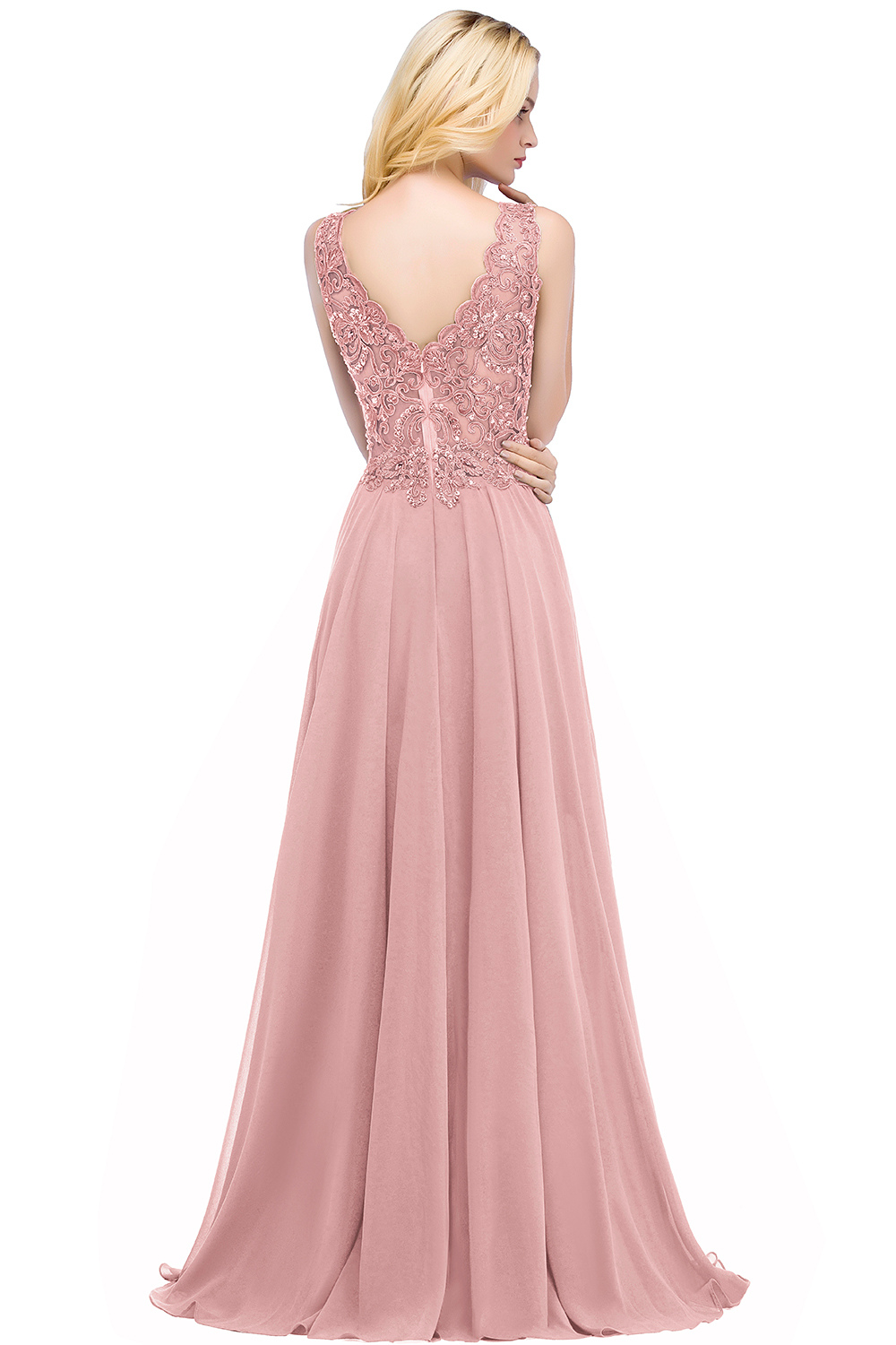 V Neck Lace Prom Dress