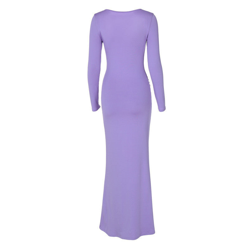 Pamela Square Collar Long Sleeve Sexy Long Dress