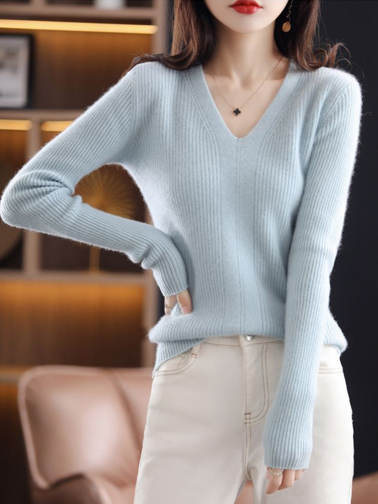 Margie Wool V-neck Woman Sweater