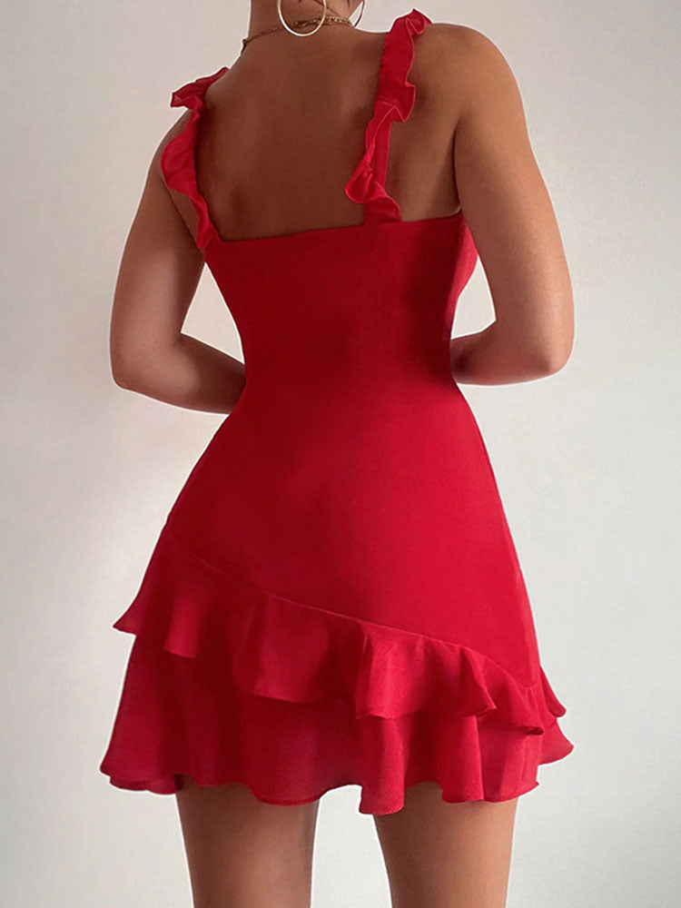 Leah Ruffled Strapless Mini Dress