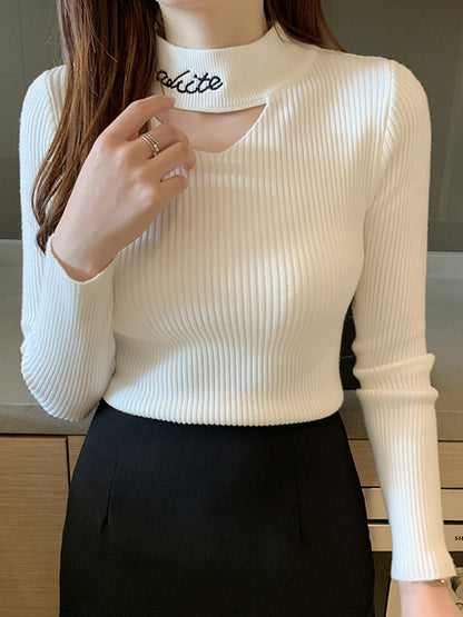 Renee Hollow Out Mock Neck Women Sweater