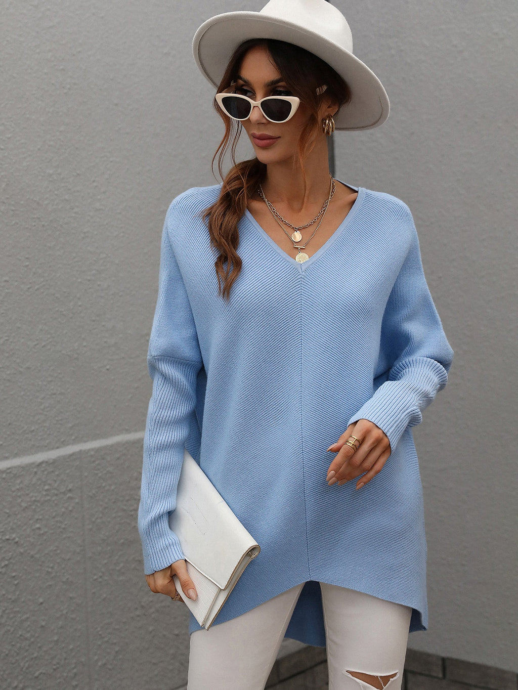 Joanna V-Neck Solid Color Women Sweater