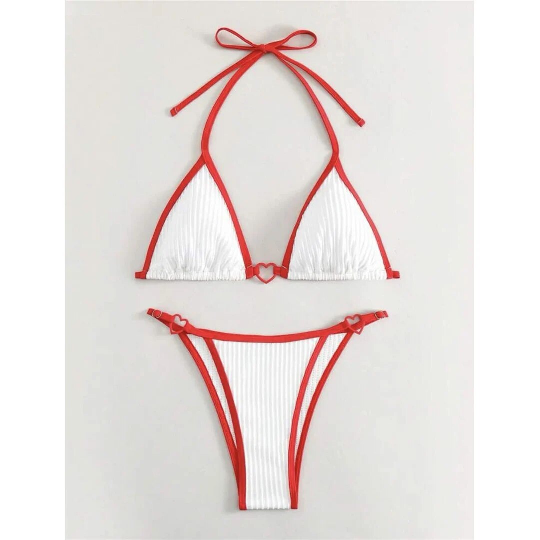 Janice Halter Heart-Shaped High Cut Bikini