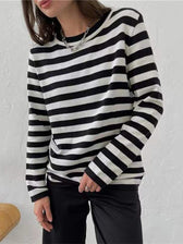 Samantha O Neck Stripped Women Sweater