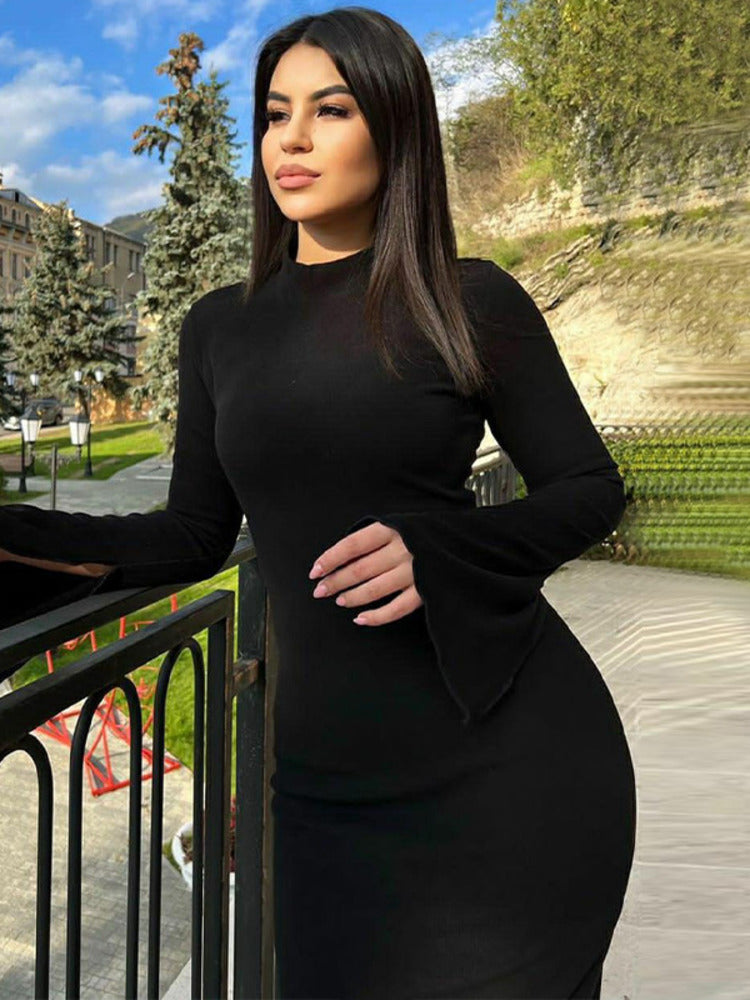 Jamie Turtleneck Long Sleeve Bodycon Maxi Dress