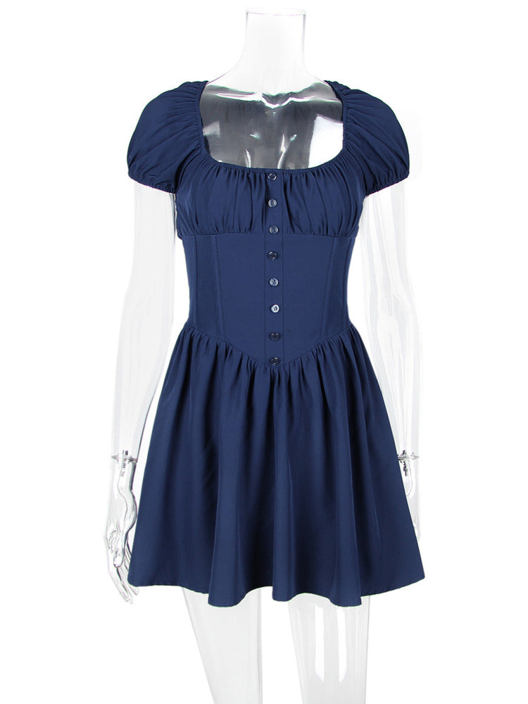 Rebecca Square Collar Pleated Mini Dress