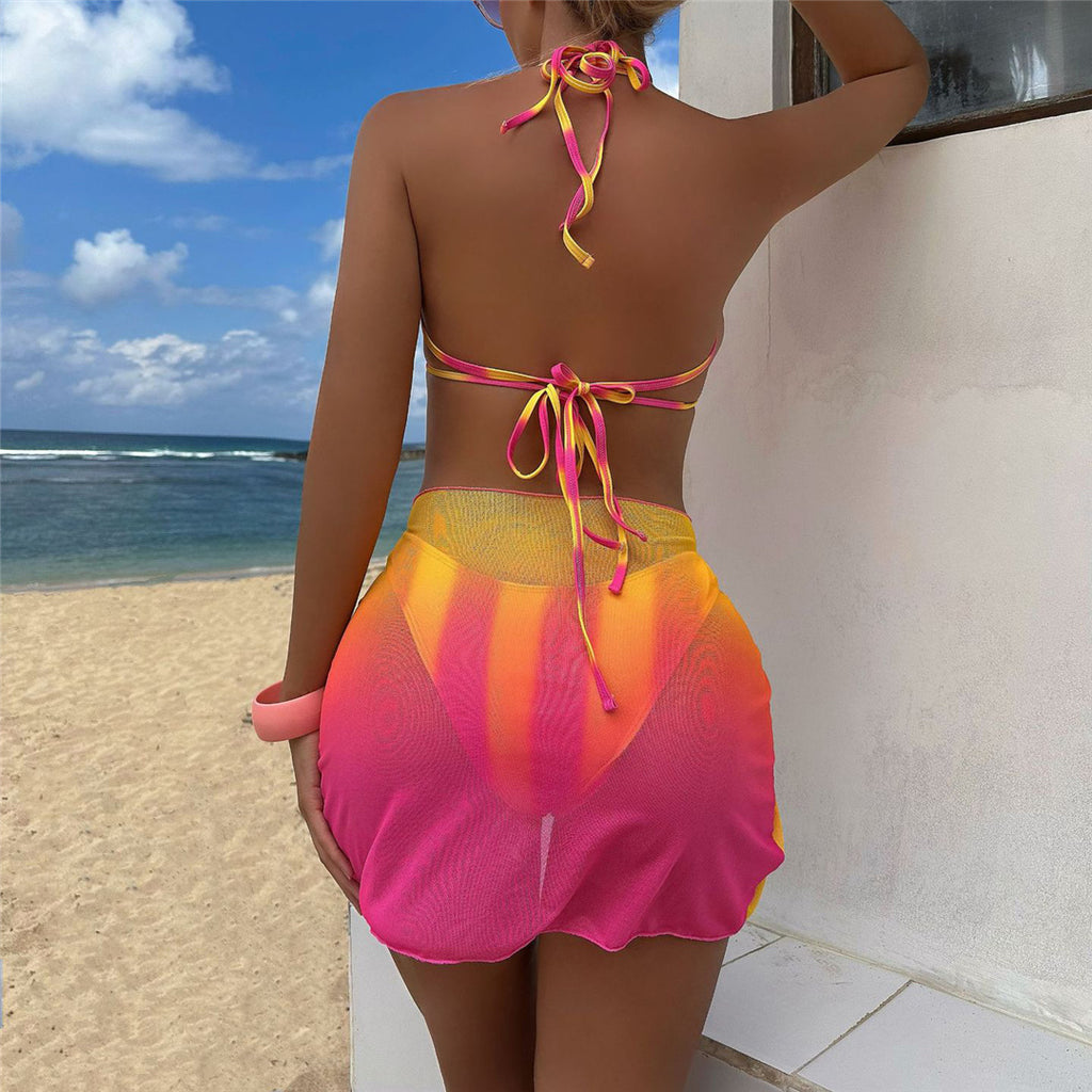 Erin Sexy With Dress Tie Dye Striped Bikini