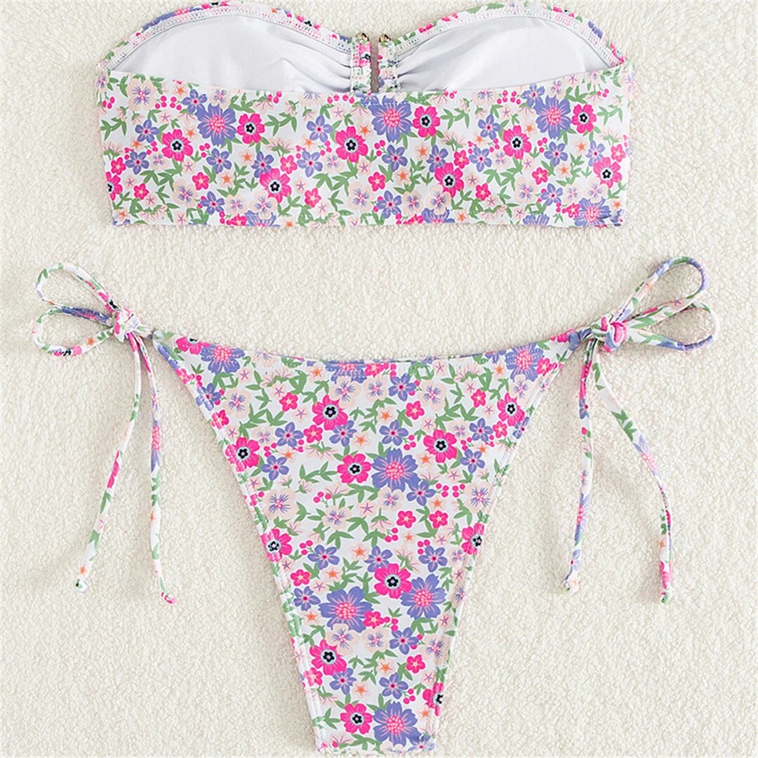 Sophie Printed Floral Bandeau Bikini
