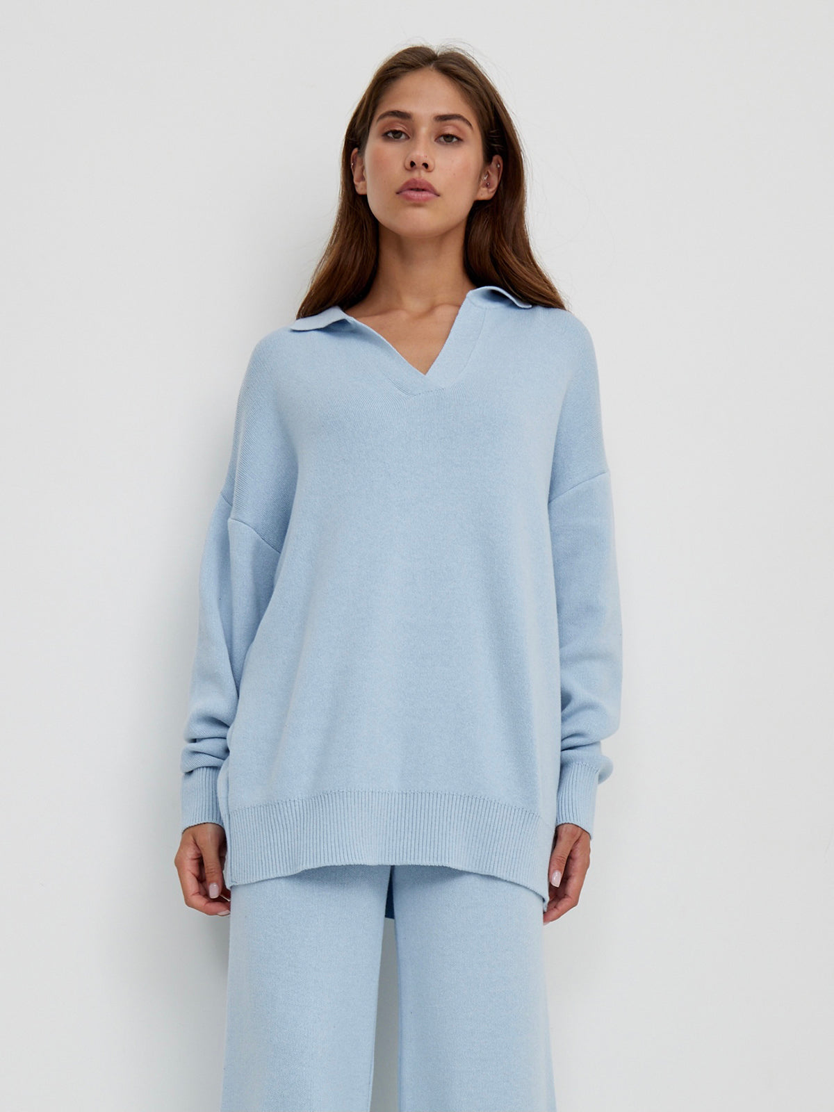 Kate Polo Neck Sweater & Wide Leg Pants Knitted Outfit
