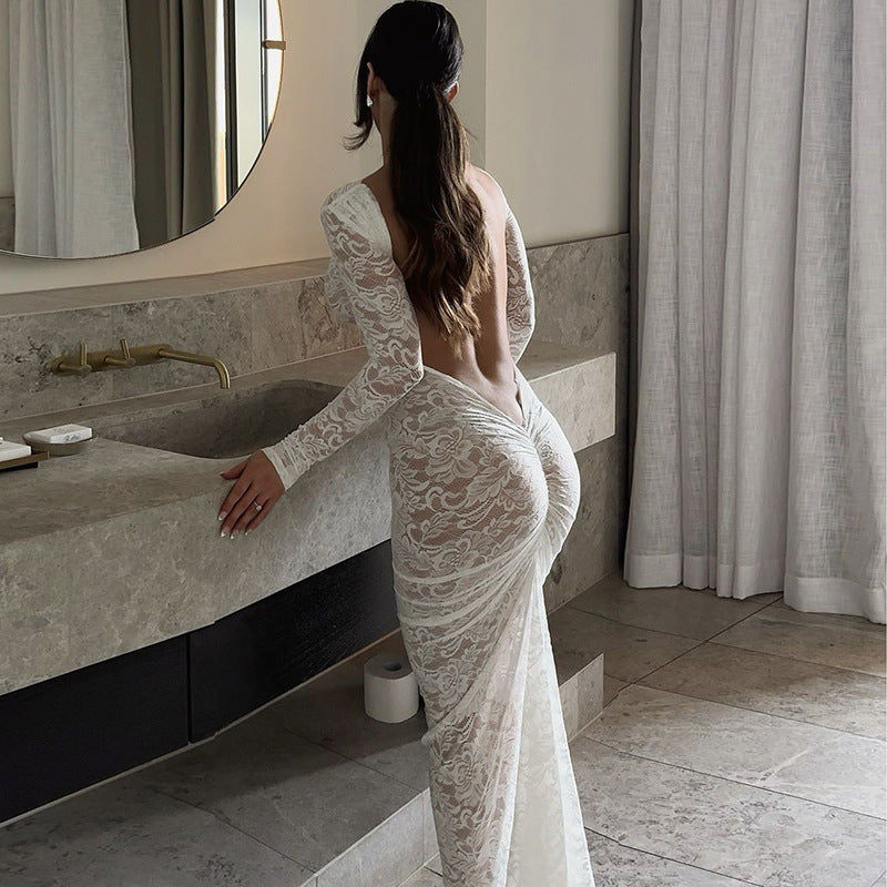 Stella Lace Backless Sexy Maxi Dress