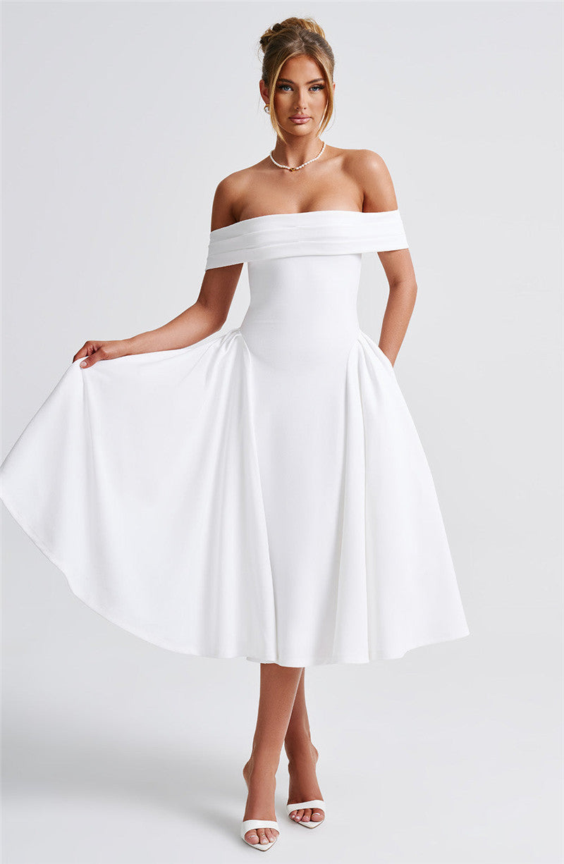 Rebecca Woman Off-shoulder Backless Sexy Midi Dress