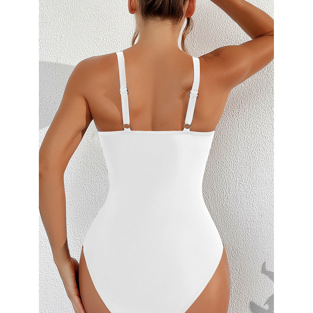 Fiona Mesh Sheer V Neck Leopard Printed Monokini