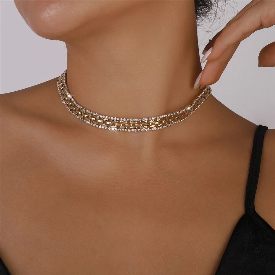 Pamela Geometric Rhinestones Square Chain Necklace