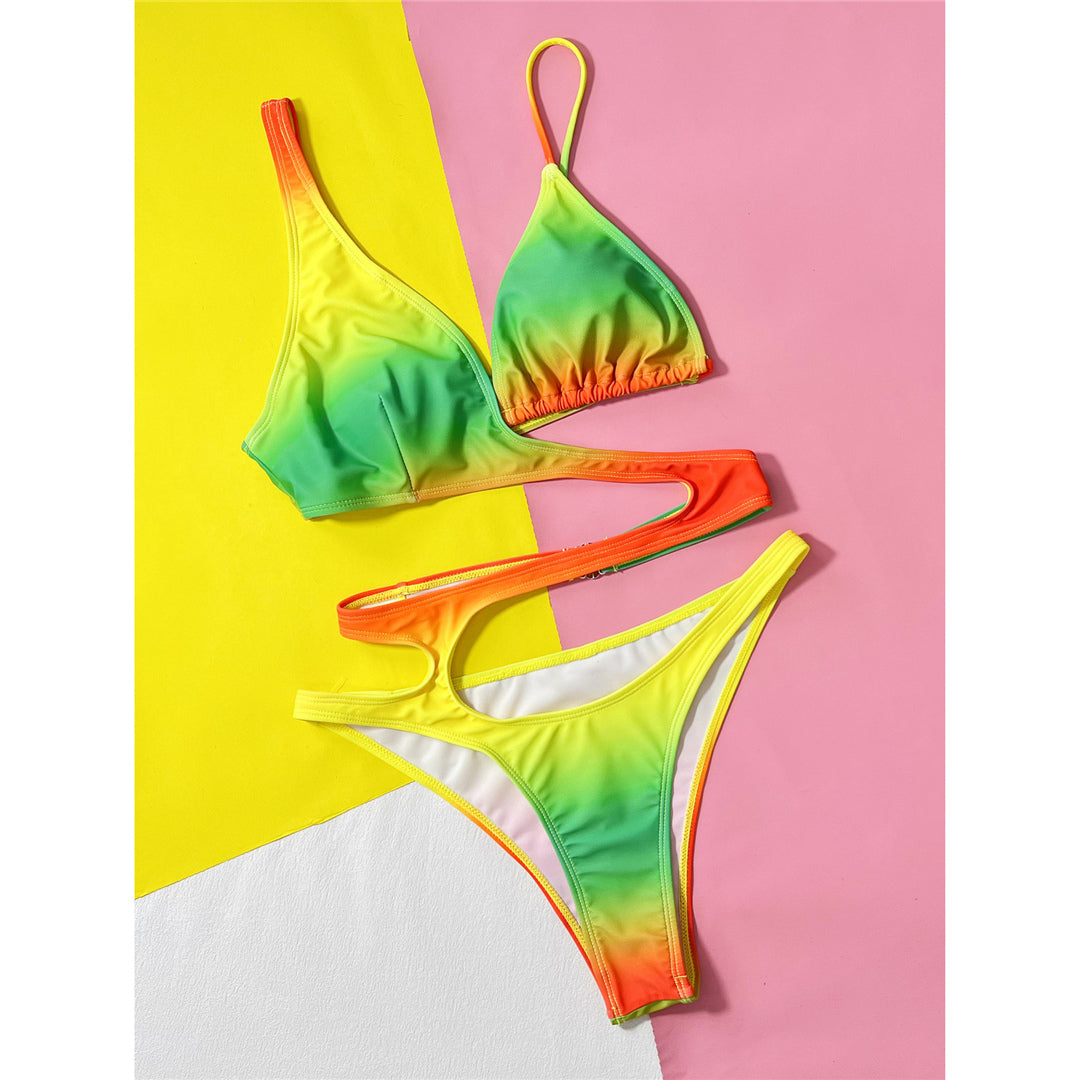 Tanya Asymmetric Gradient Tummy Cut Out Monokini