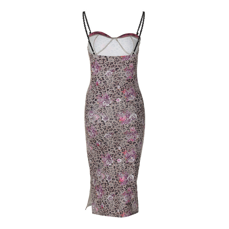 Veronica Leopard Print Sexy Midi Dress