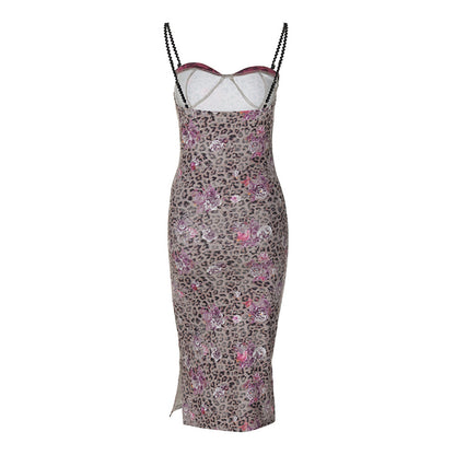 Veronica Leopard Print Sexy Midi Dress