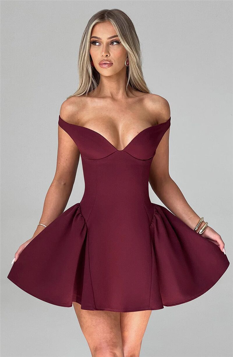 Janice Off-shoulder Backless Sexy Mini Dress