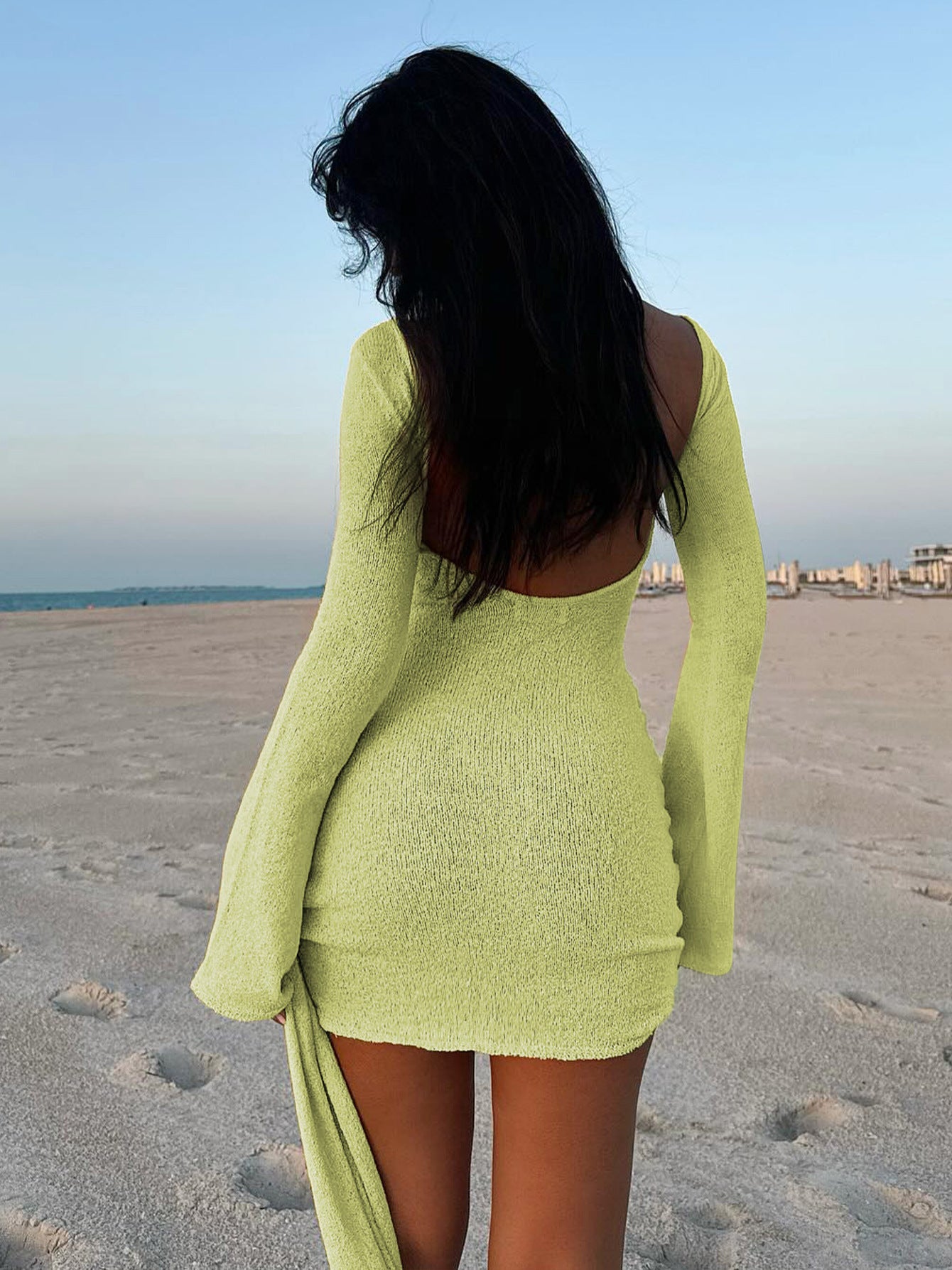 Carrie Knitted Backless Bandage Mini Dress