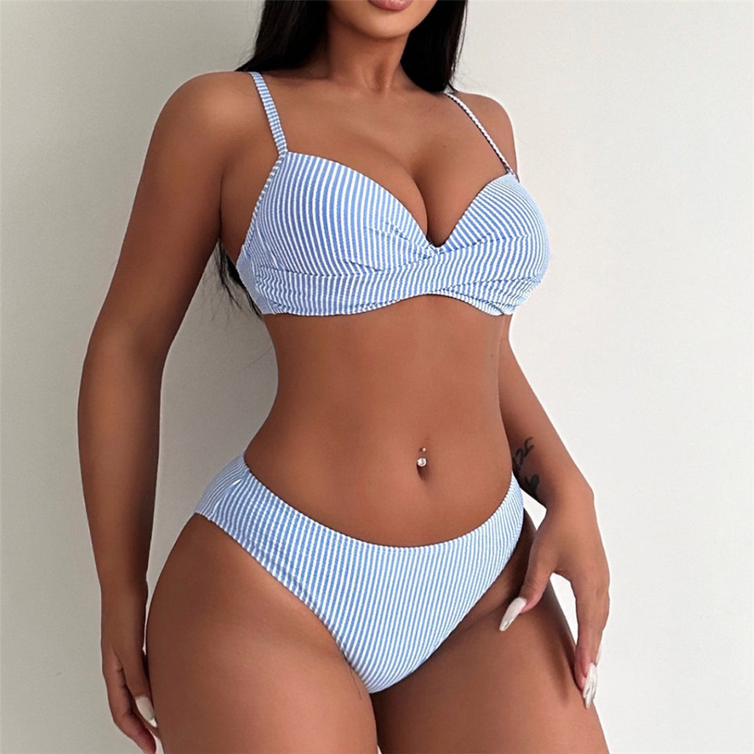 Pamela Striped With Bra Cup Brazilian Bikini