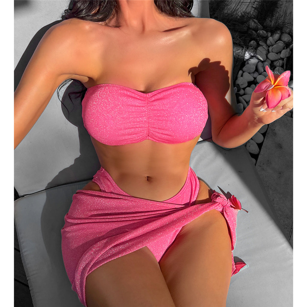 Valerie Shiny Bandeau With Sarong Brazilian Bikini