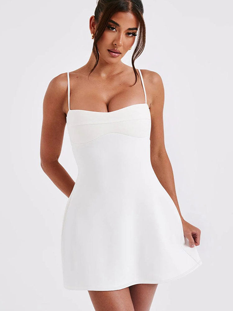 Irene Backless Suspender Mini Dress