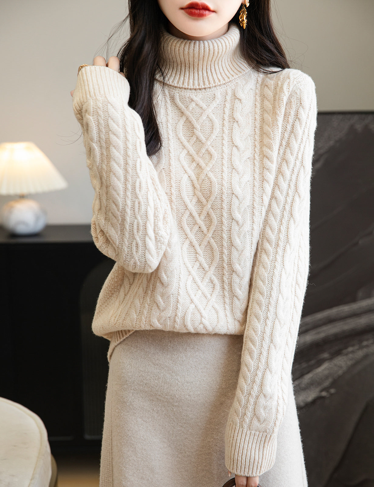 Kathy Woman Turtleneck Soft Long Sleeve Sweater