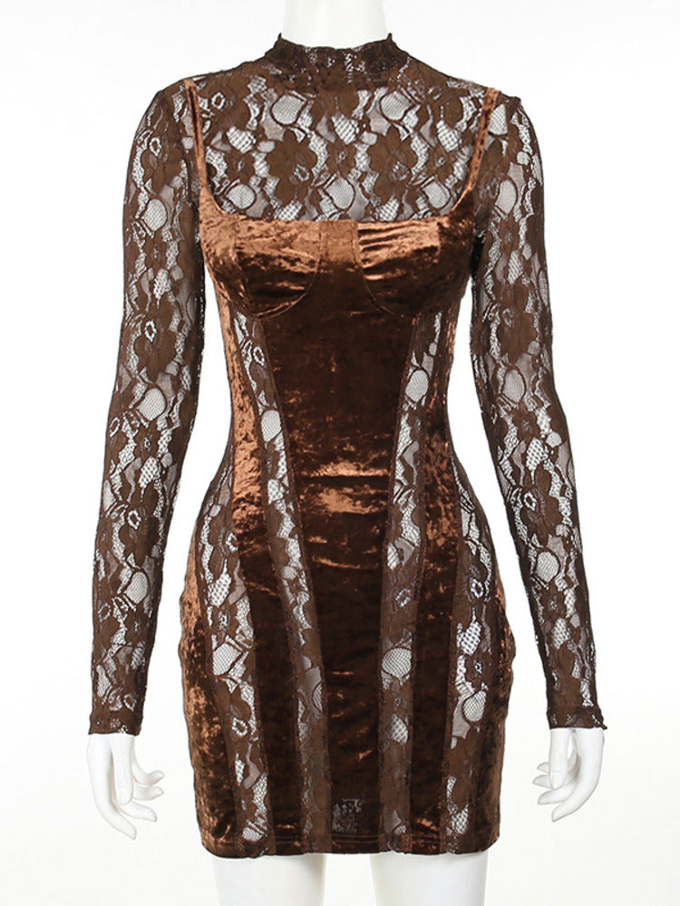 Norma Hollow Out Sheer Lace Sexy Mini Dress