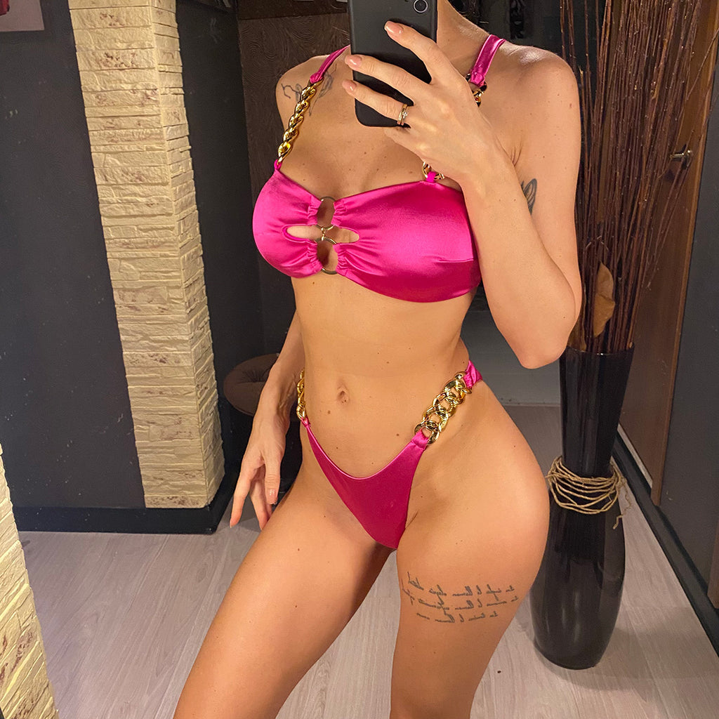 Laura Sexy Metal Rings Brazilian High Cut Bikini