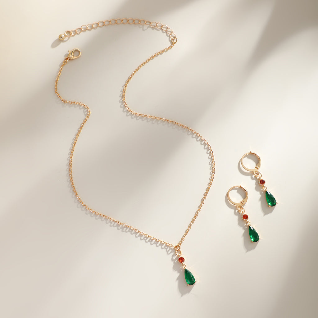 Aria Green Zircon Crystal Pendant Choker Necklace