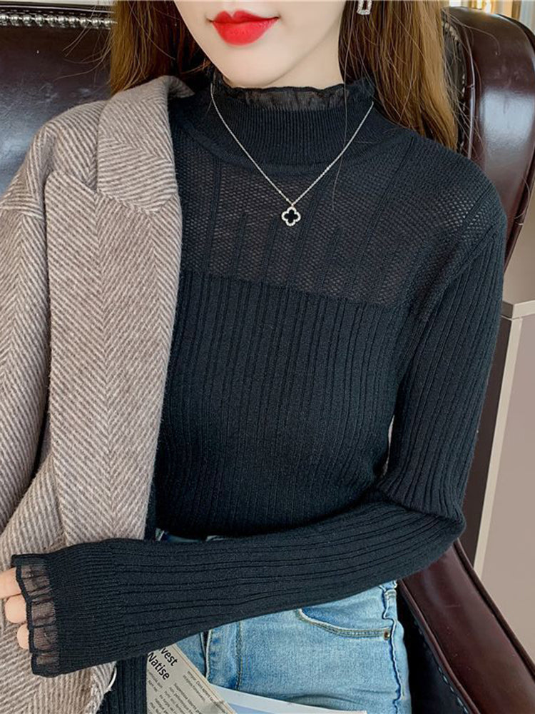 Rachel Lace Mock Neck Women Sweater